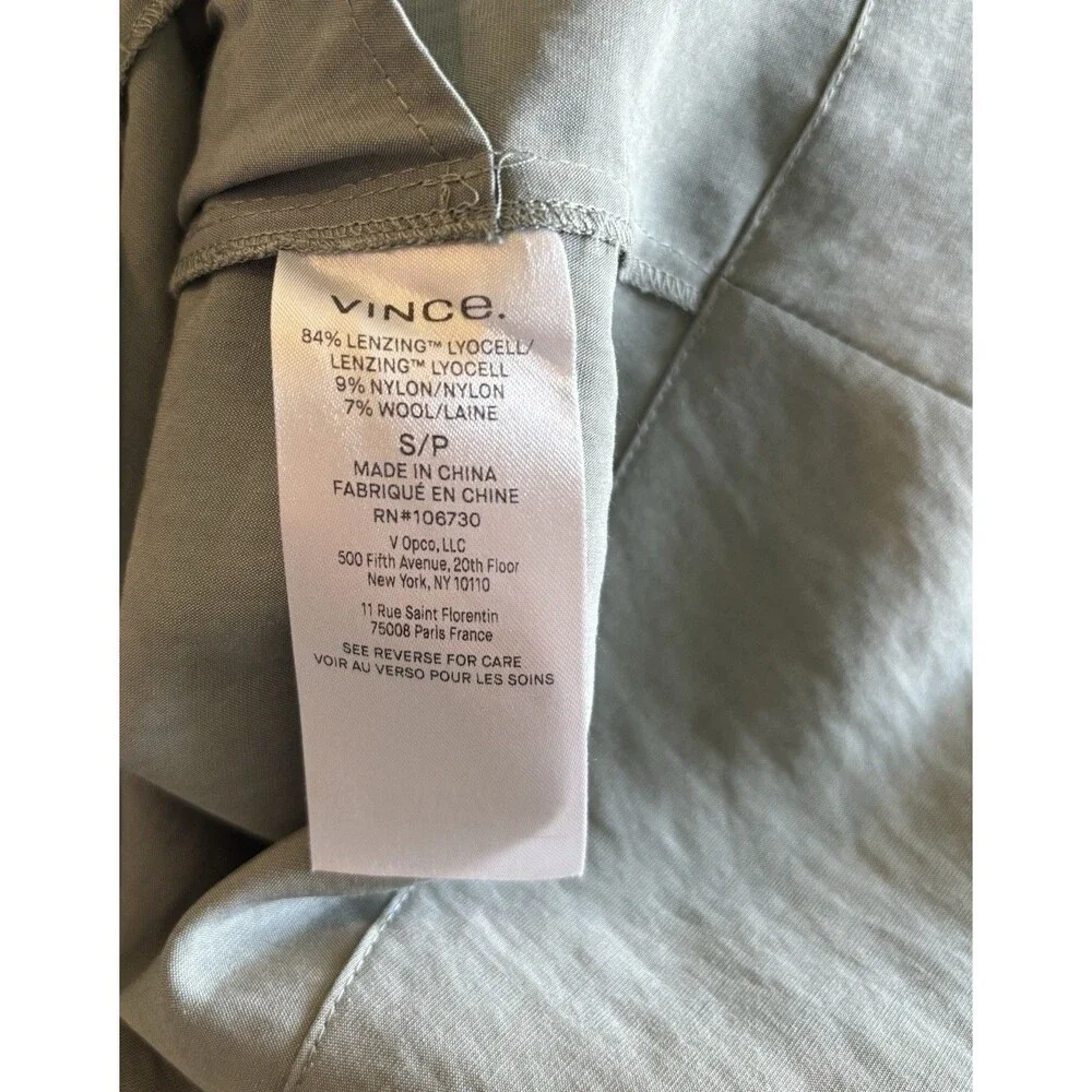 Vince A-Line Clay Sage Green Pocket Short Knee Length Dress Size Small NWY $448 - Picture 10 of 12